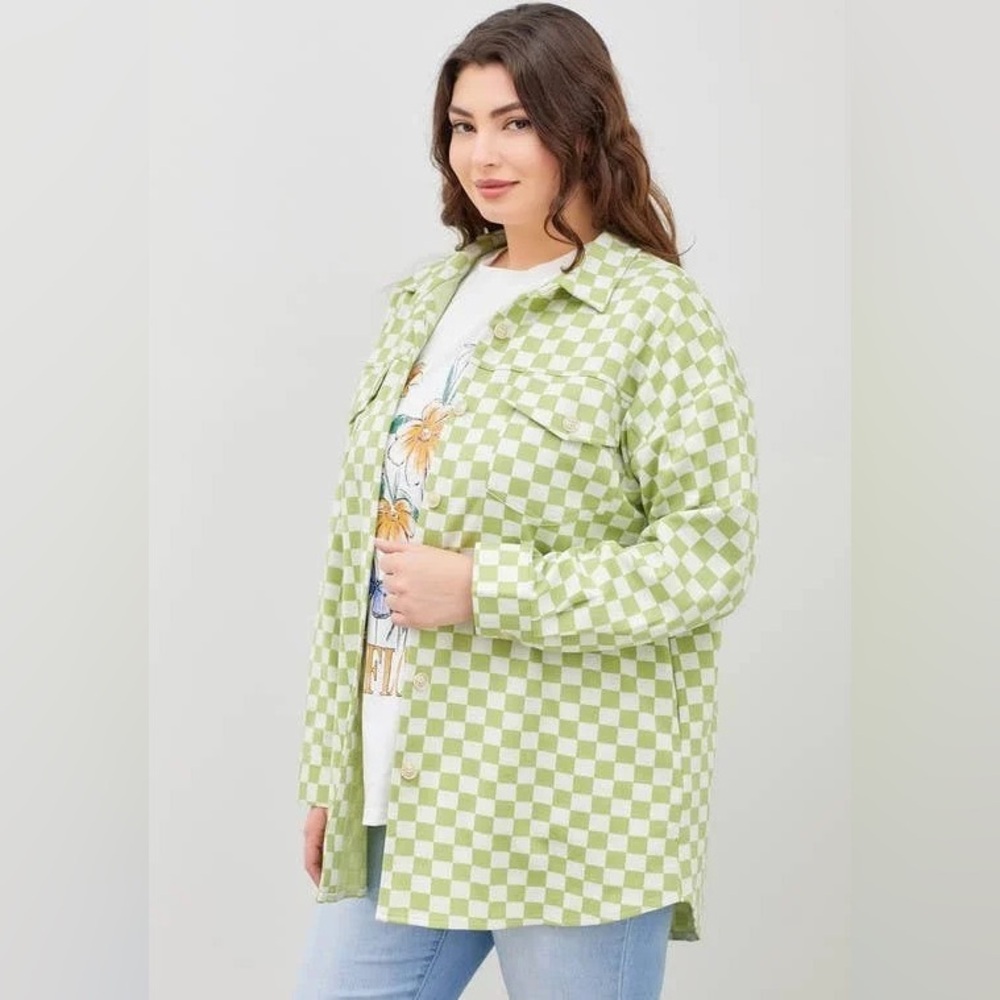 Checker Textured Button Up Jacket - Picture 2 of 3